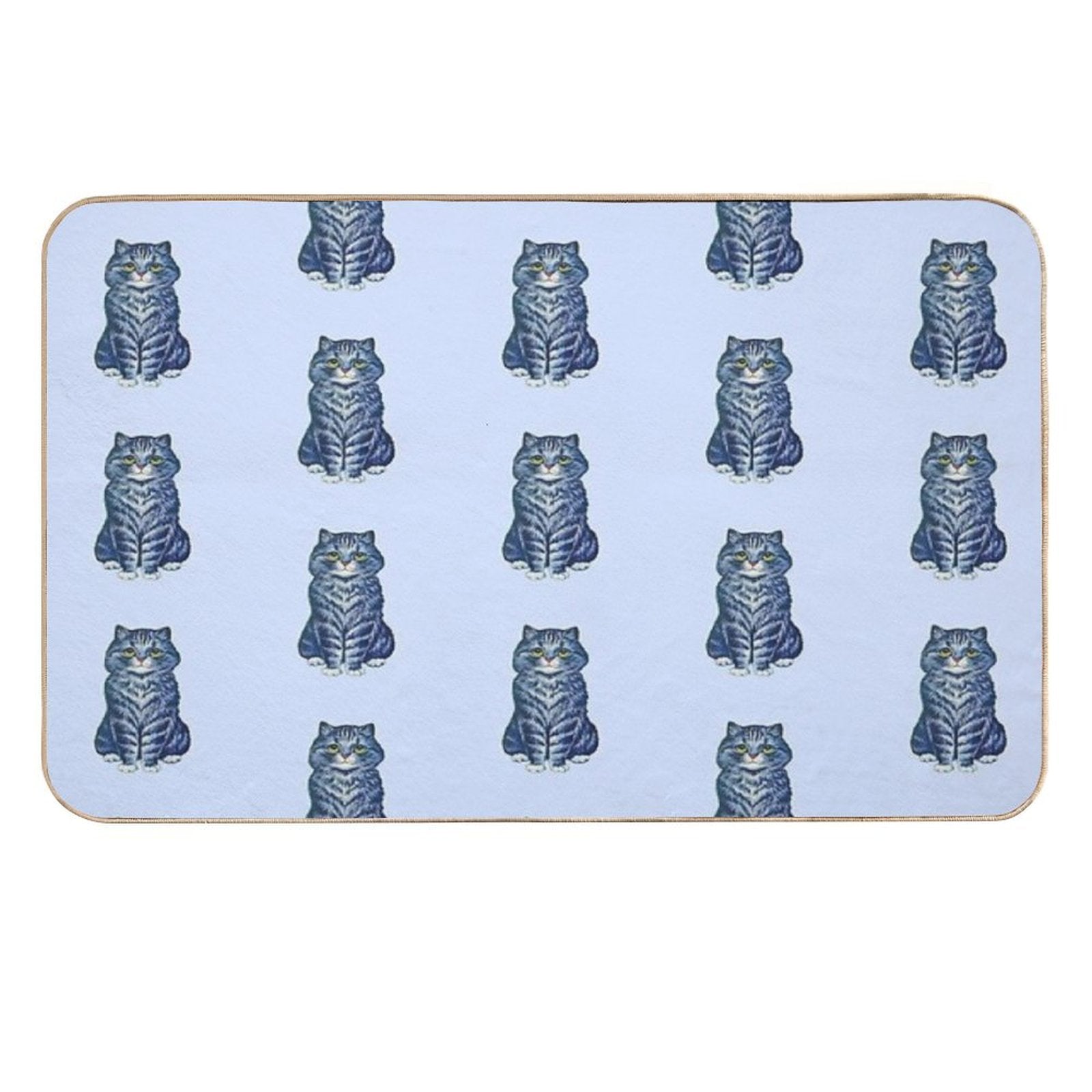 Cat in Blue by Artist Louis Wain  Non-Slip Bath Mat