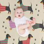 Dachshund, Dackel - Seamless Pattern Lightweight Throw Blanket
