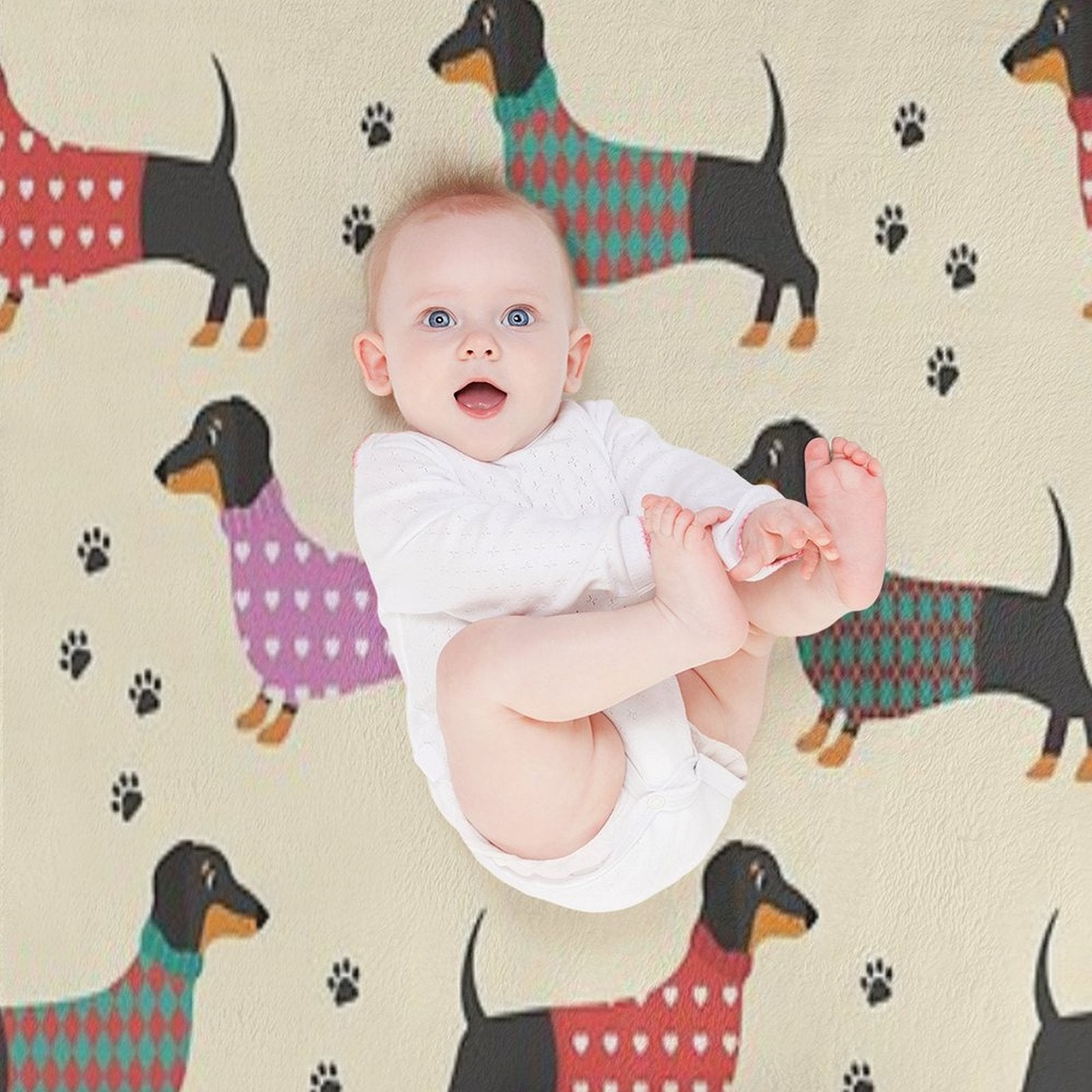 Dachshund, Dackel - Seamless Pattern Lightweight Throw Blanket