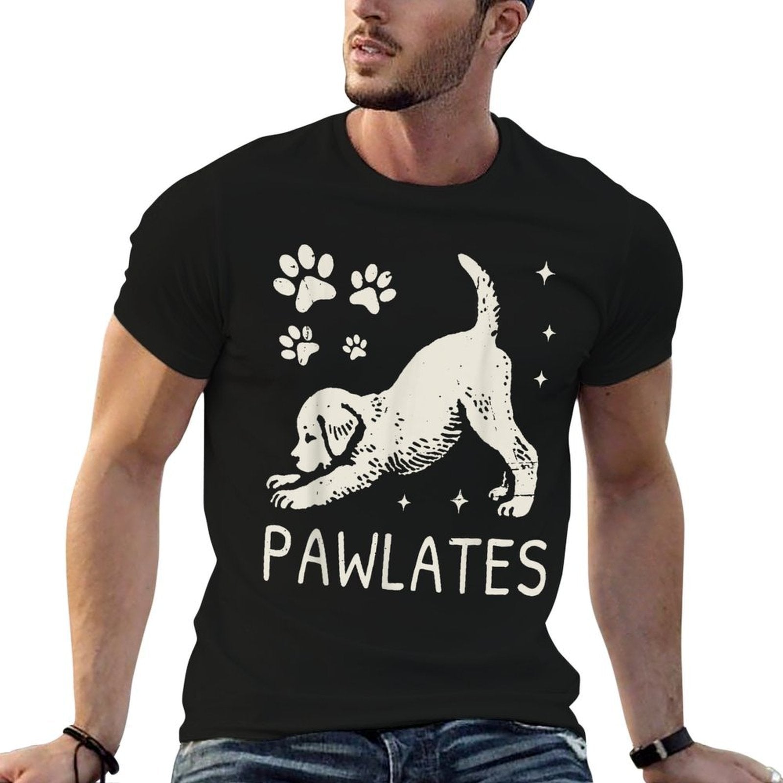 Pawlates Dog Stretching Workout Fitness Pilates Cute Puppy  Stretchy T-Shirt