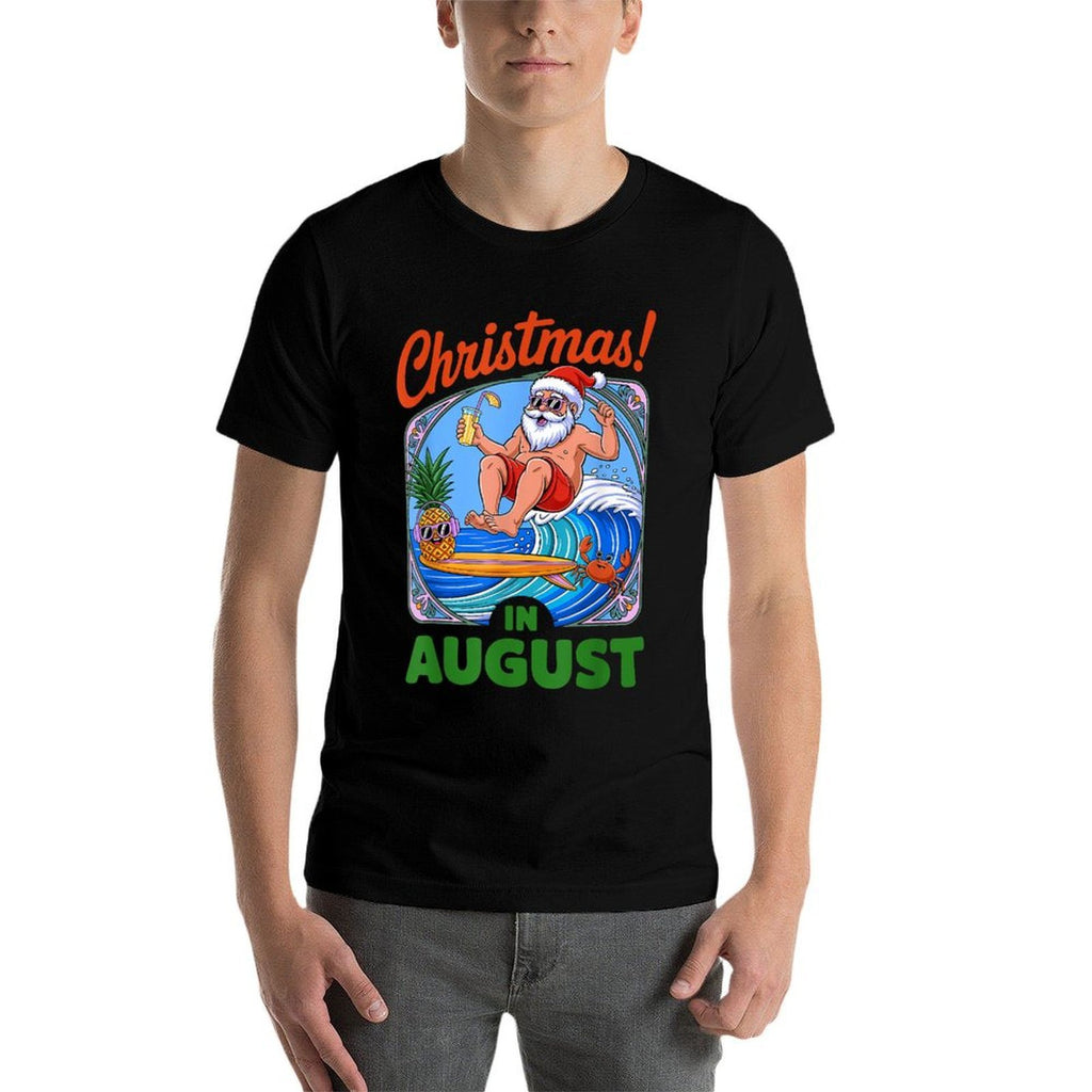 Christmas In August Summer Vacation Funny Santa Men Women  Summer-ready Fabric T-Shirt