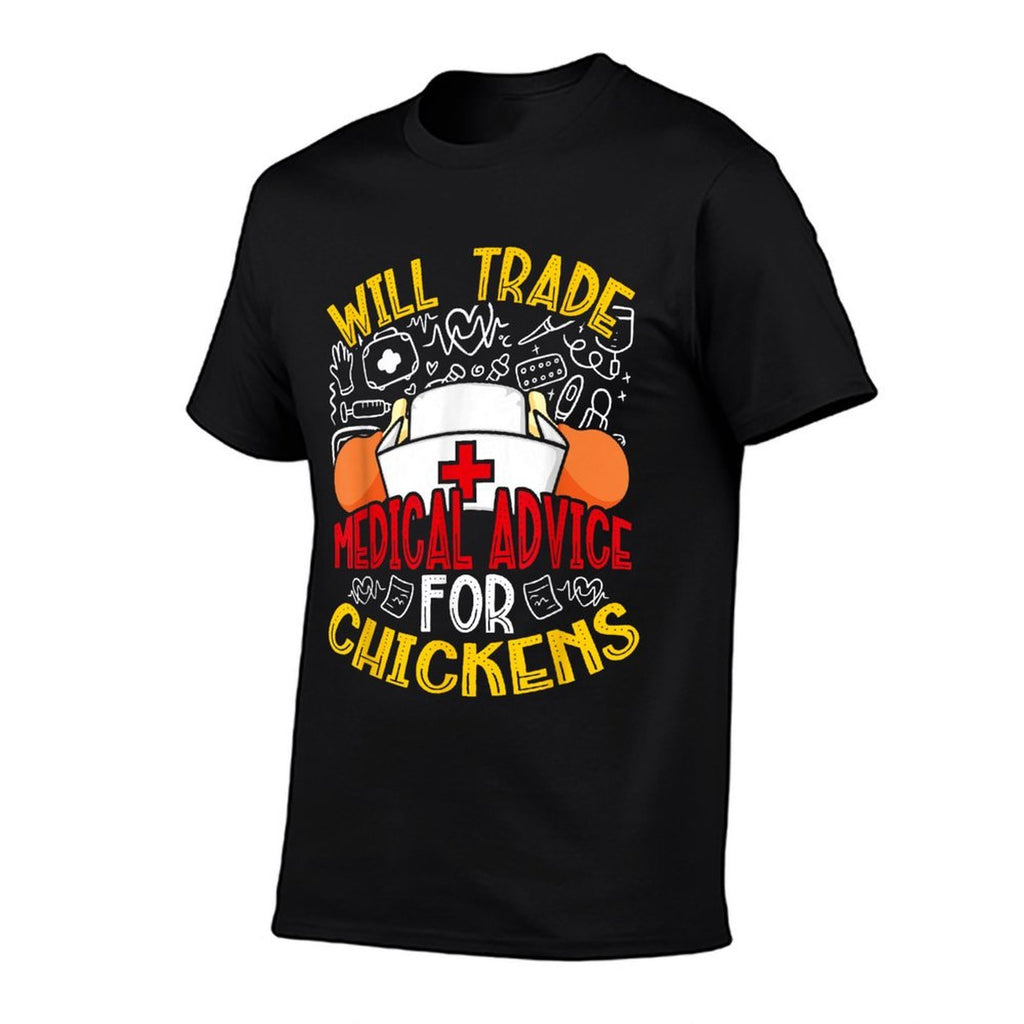 Will Trade Medical Advice For Chickens Funny Nurse  Oversized Silhouette T-Shirt