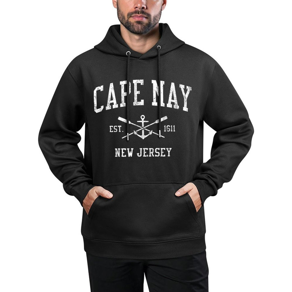 Cape May NJ Vintage Crossed Oars  Boat Anchor Sports Shape Retention Hoodie