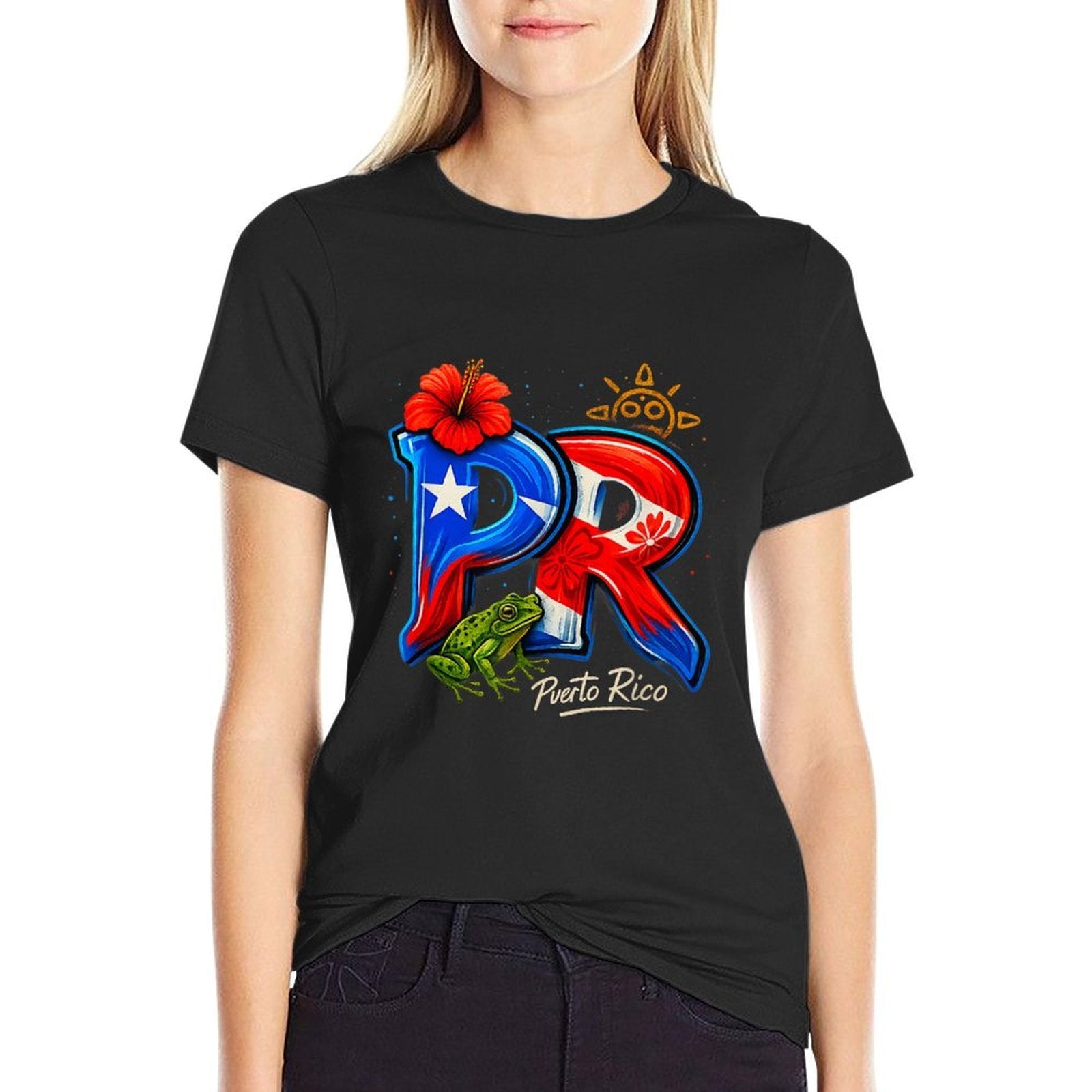 Puerto Rico PR Hibiscus Coqui Frog Rican Heritage Culture  Vintage-inspired T-Shirt