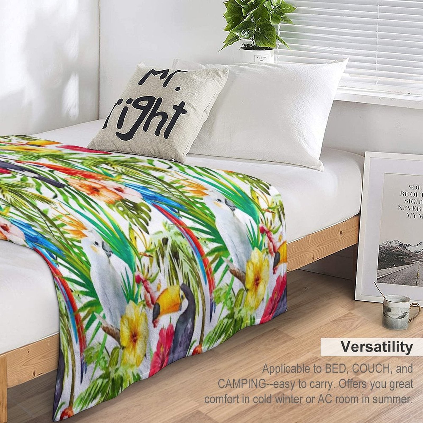 Tropical Parrot, Cockatoo And Toucan Rainforest Durable Throw Blanket