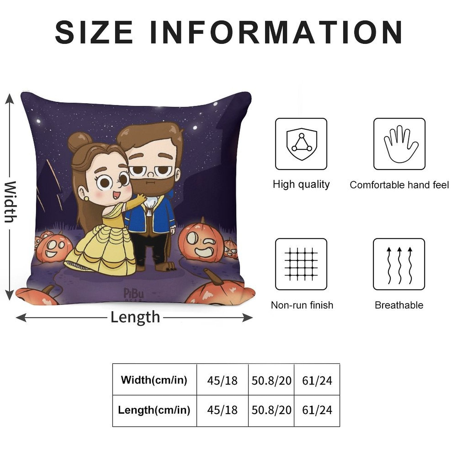 Pibu-beauty And Beast - Pibubear Soft Ultra-Soft Texture Throw Pillow