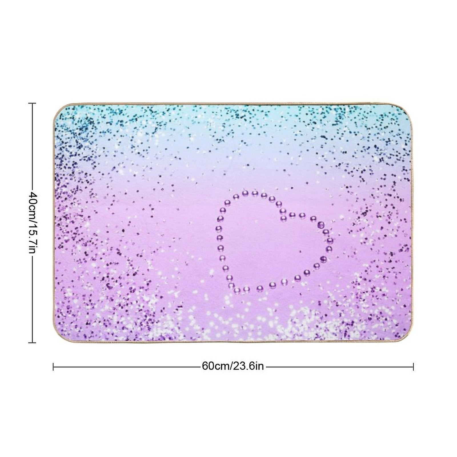 UNICORN Girls Heart #9 (Photo of Glitter Only - Not Reflective)  Dirt-Trapping Bath Mat