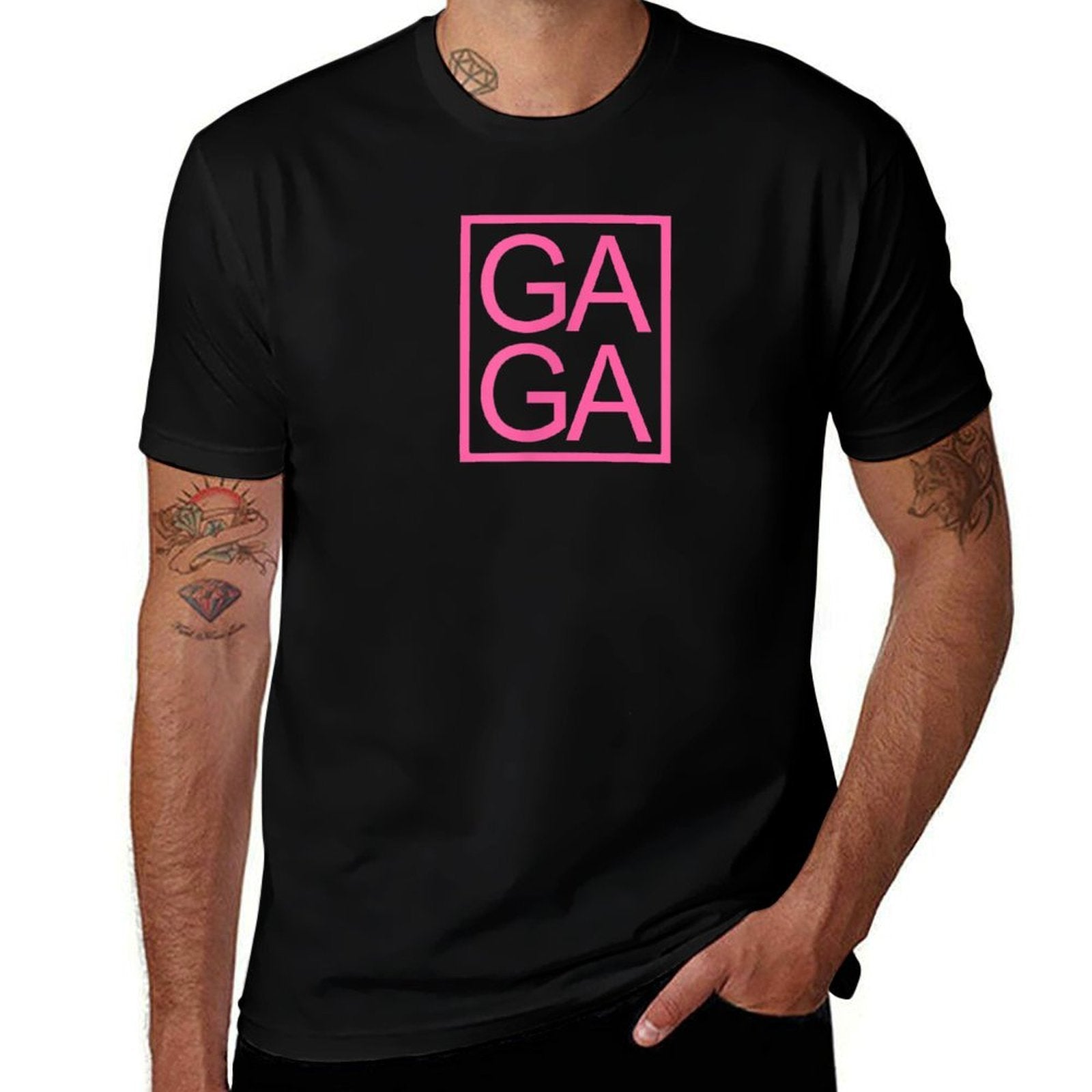 GAGA Novelty Graphic Unique Fun Gaga Typography  Tagless Design T-Shirt