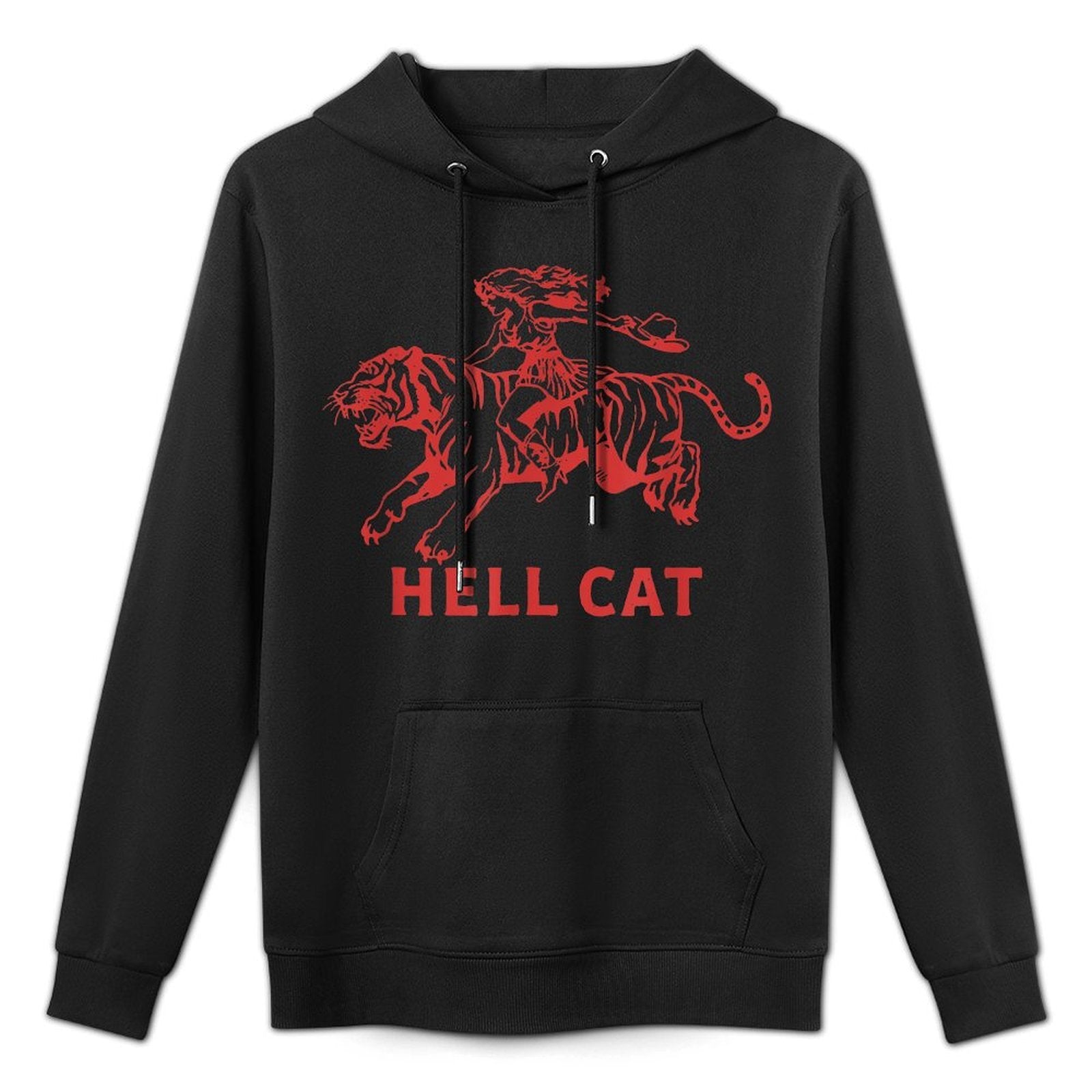 Cowgirl Riding Tiger Hell Cat Vintage Adjustable Hood Hoodie