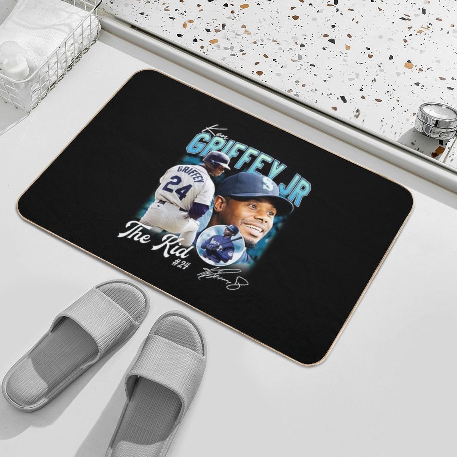 Ken Griffey Jr The Kid Baseball Vintage Signature Perfect Gift For Baseball Lovers  Fade-Resistant Bath Mat