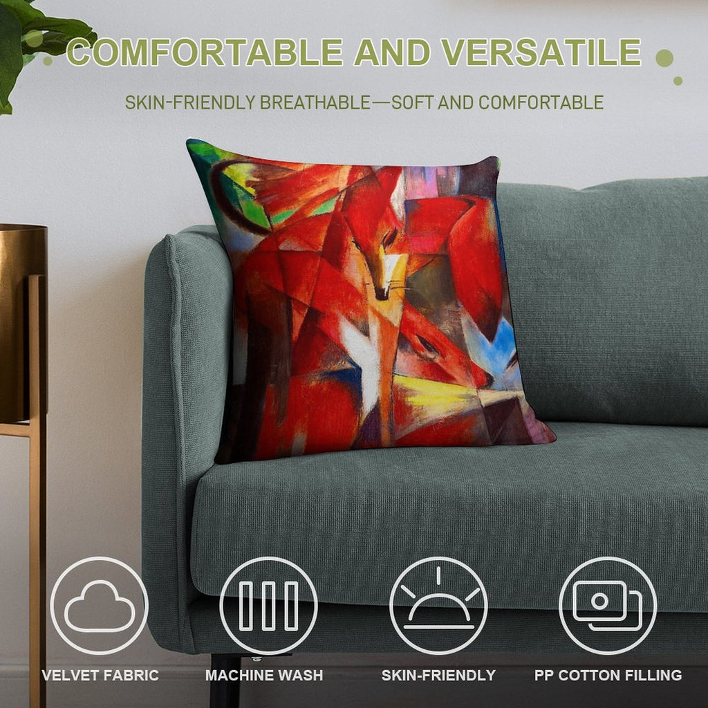 Franz Marc Foxes Soft Warmth Comfort Throw Pillow