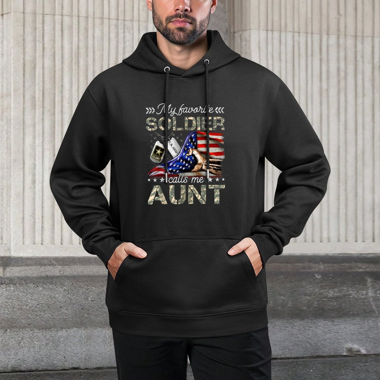 My Favorite Soldier Calls Me Aunt Proud Army Aunt Breathable Fabric Hoodie