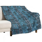 Vintage Hawaiian Tapa Ocean Blue Durable Throw Blanket