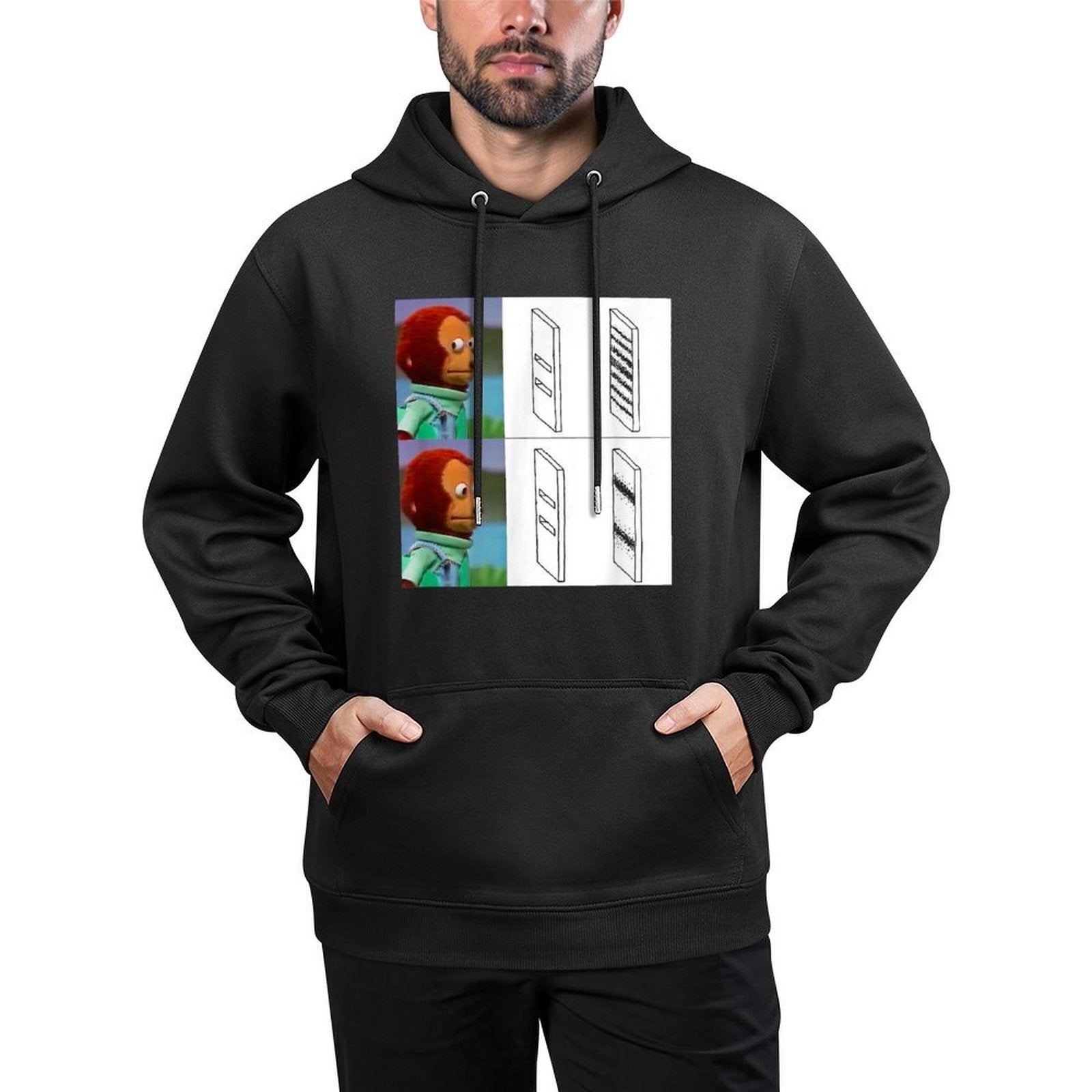 Observer Effect Meme Funny Quantum Physics Awkward Monkey Medium-Weight Fabric Hoodie