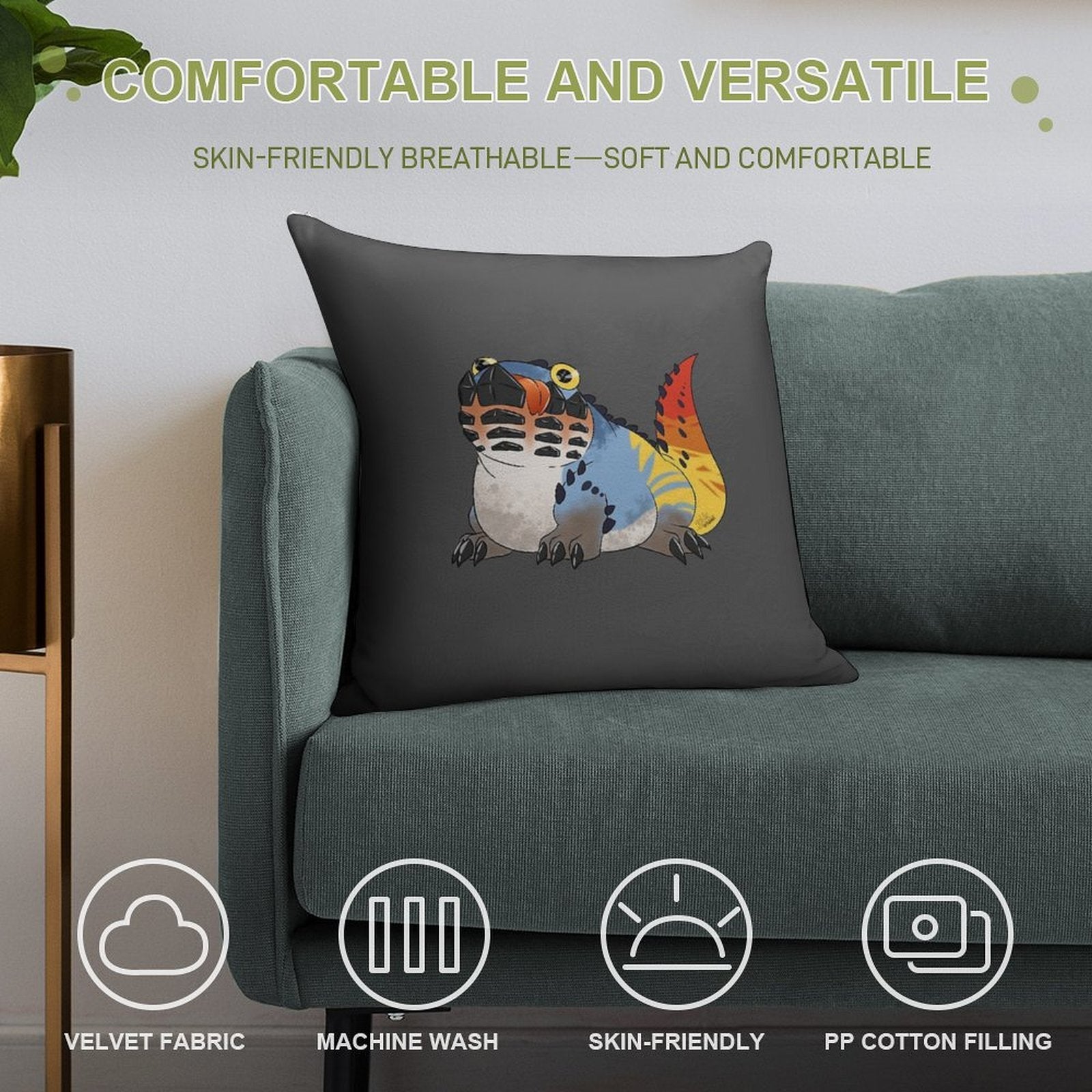 Monster Hunter World Dodogama Soft Short Plush Fabric Throw Pillow