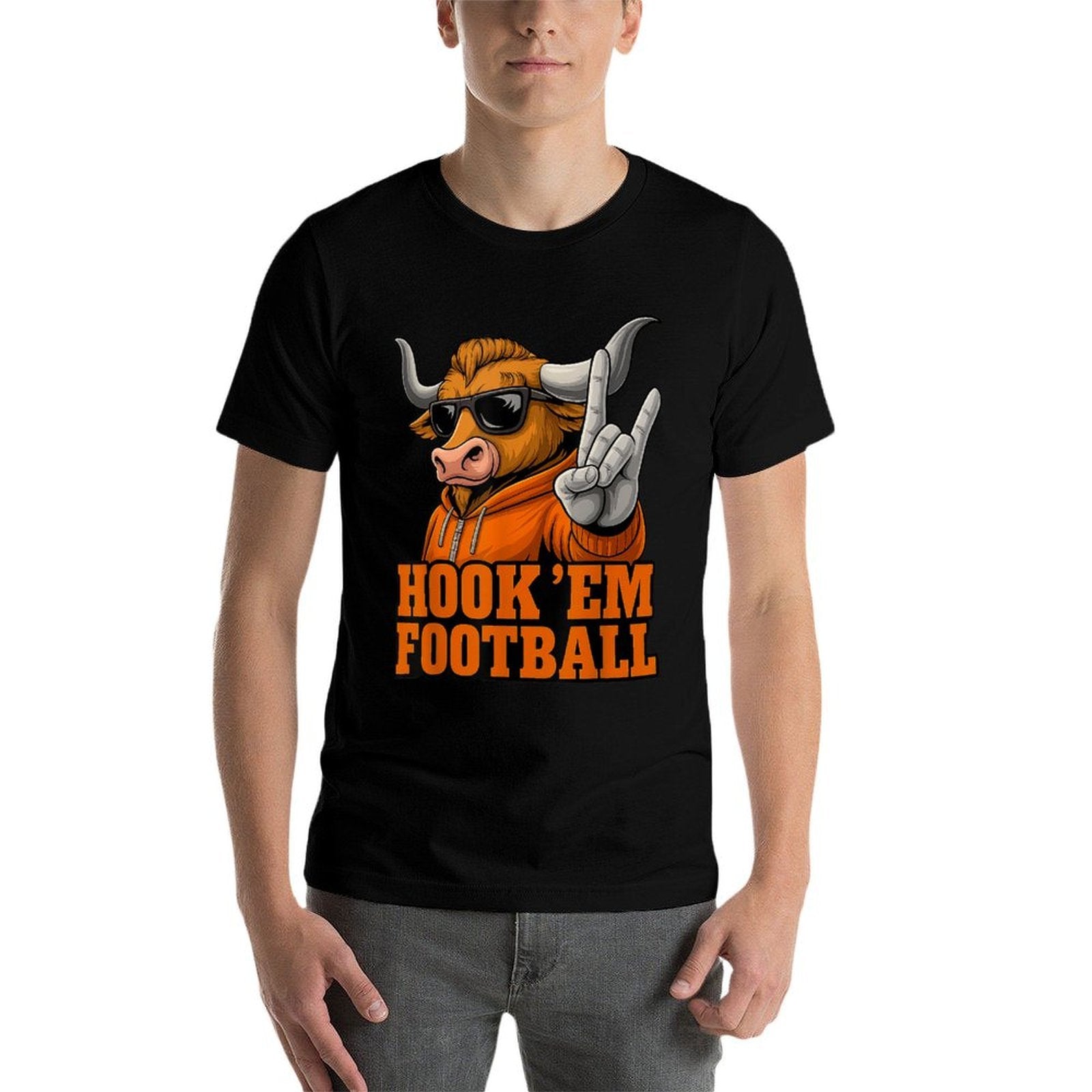 Horn Hand Funny Saying Texas Gift for Men, Women  Kids  Summer-ready Fabric T-Shirt