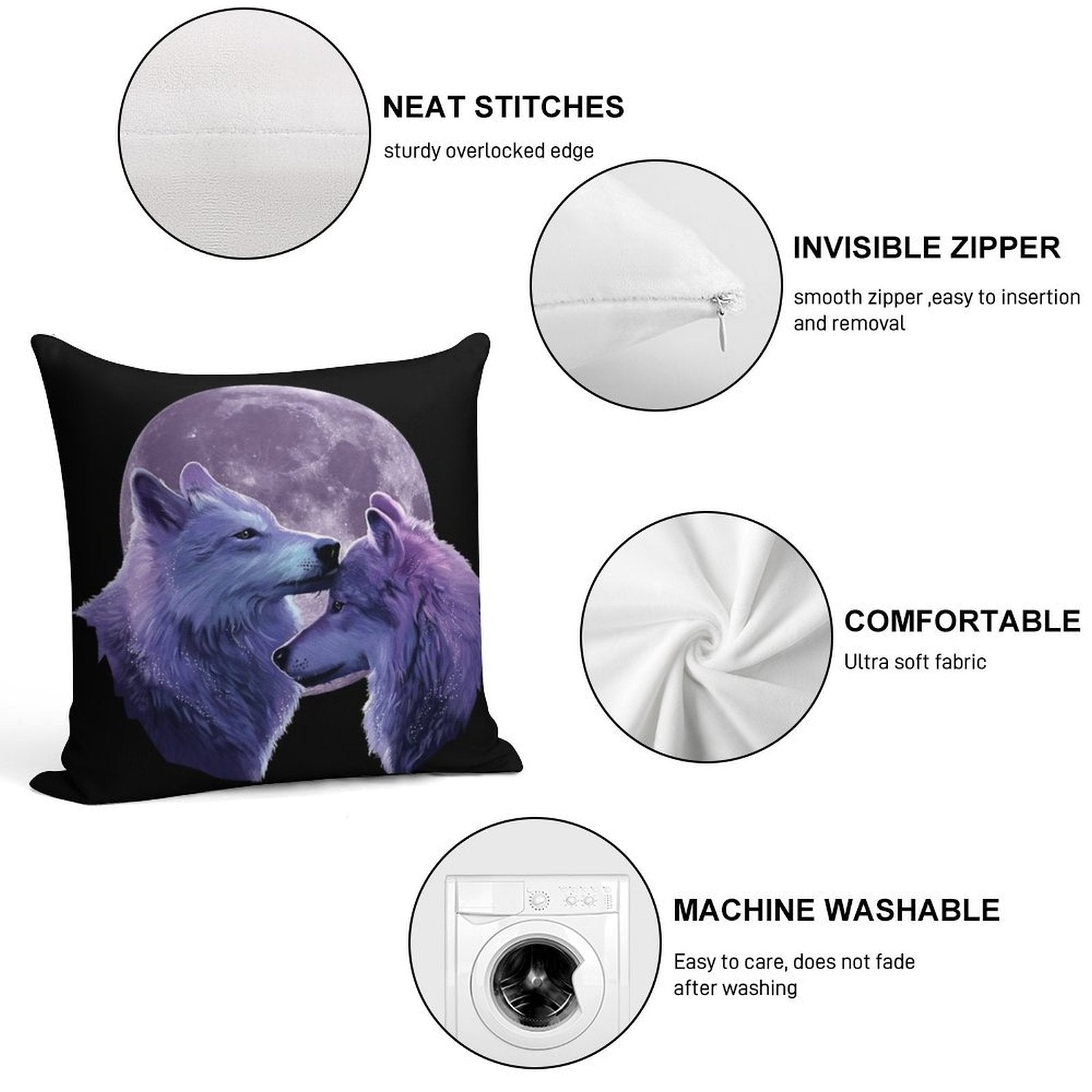 Wolf Lover Gifts Soft Home Decor Throw Pillow