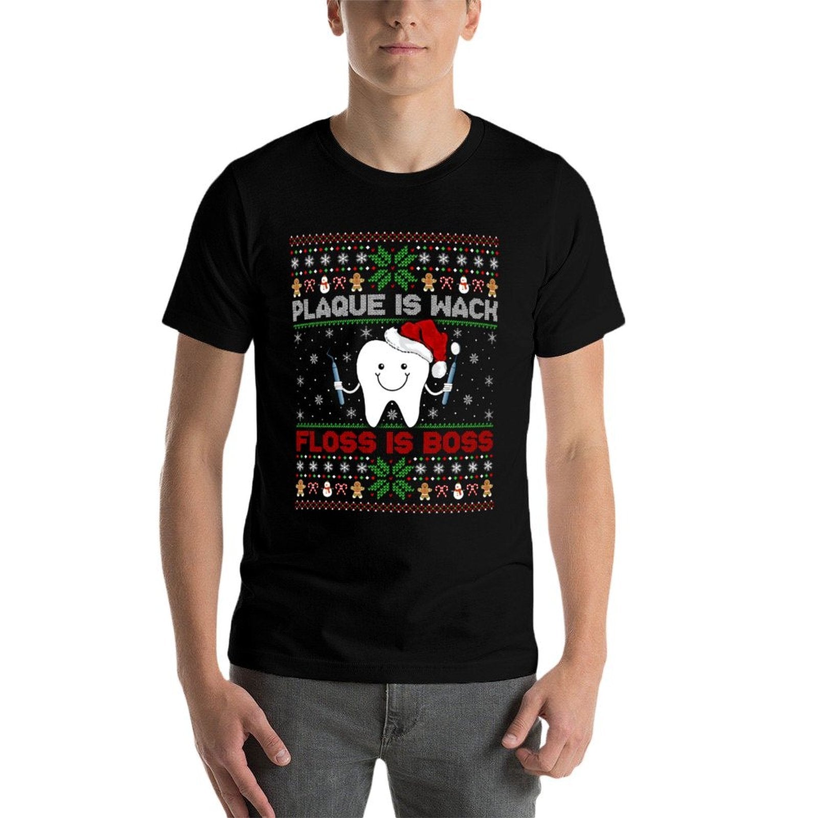 Dentist Plaque Wack Floss Is Boss Ugly Dentist Christmas Sweatshirt  Lightweight T-Shirt
