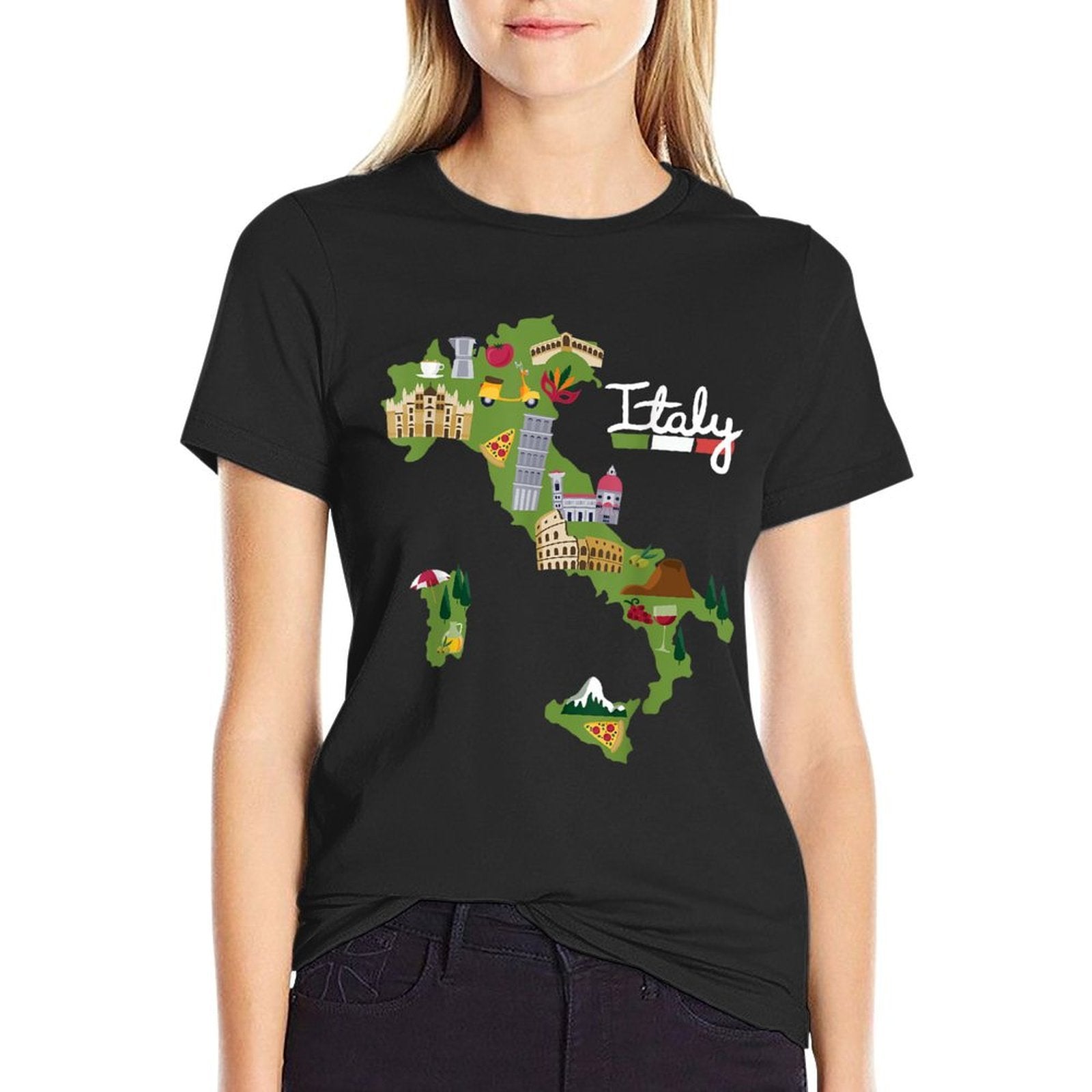 Italy Travel Map Italia Pride Souvenir Vacation  Lightweight T-Shirt