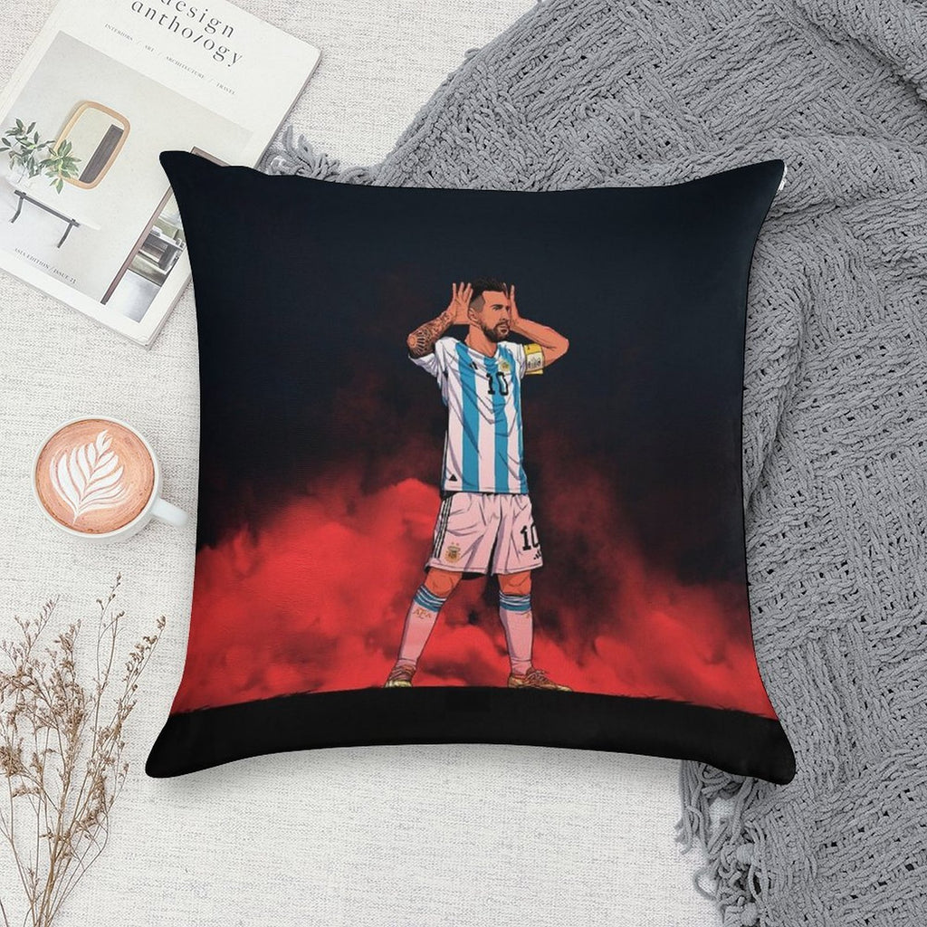 Leo Messi Celebration Vs Netherlands Soft Reinforced Edging Throw Pillow