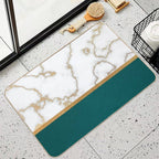 Teal White And Gold Marble Design  Non-Slip Bath Mat