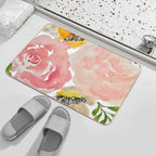 Spring Watercolor Flowers Bright Pinks And Yellows  Absorbent Bath Mat