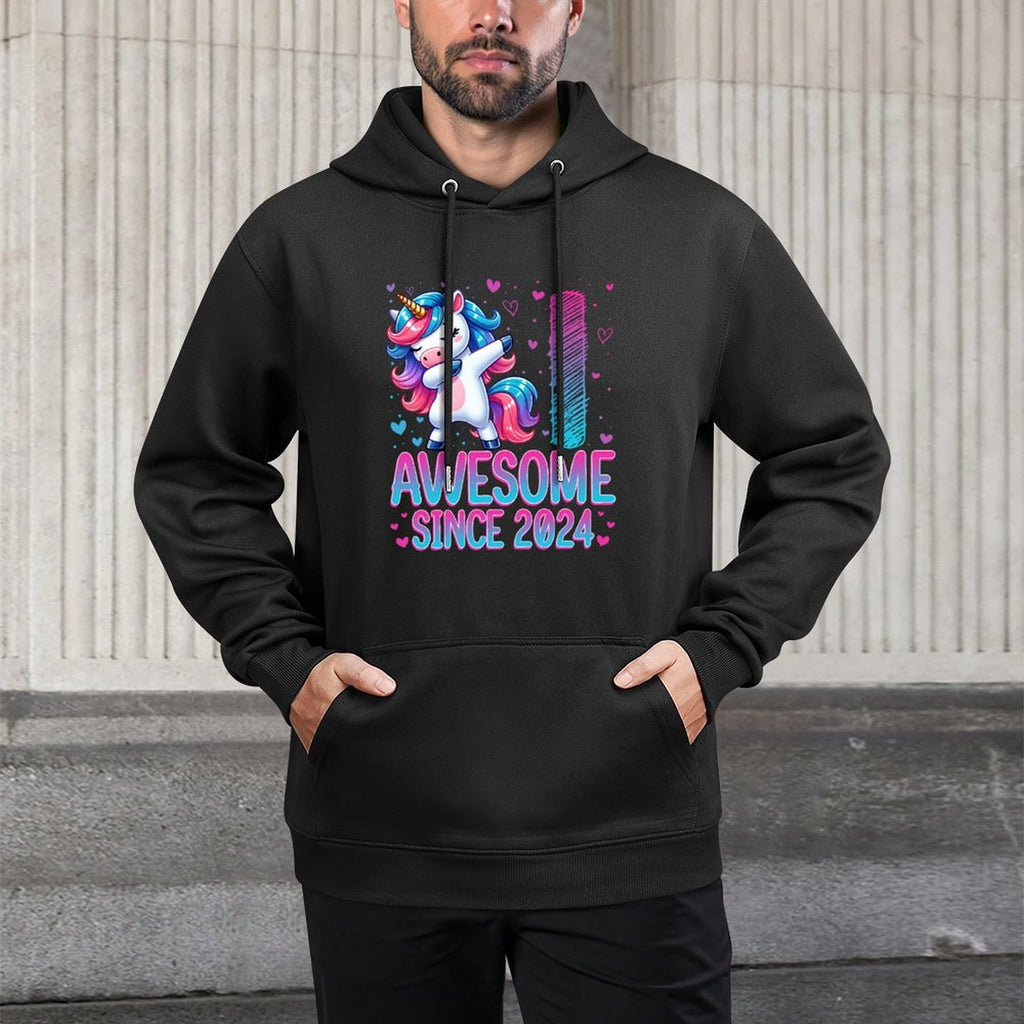Awesome Since 2024 Unicorn 1st Birthday 1 Years Old Girl Adjustable Hood Hoodie