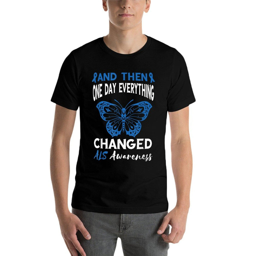 ALS Awareness One Day Everything Changed Blue Ribbon  Eco-friendly Material T-Shirt