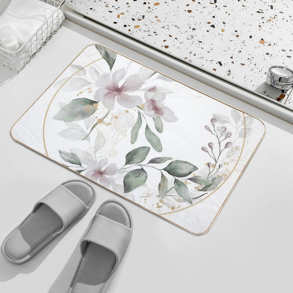 Golden Cicle of Flowers  Eco-Friendly Bath Mat
