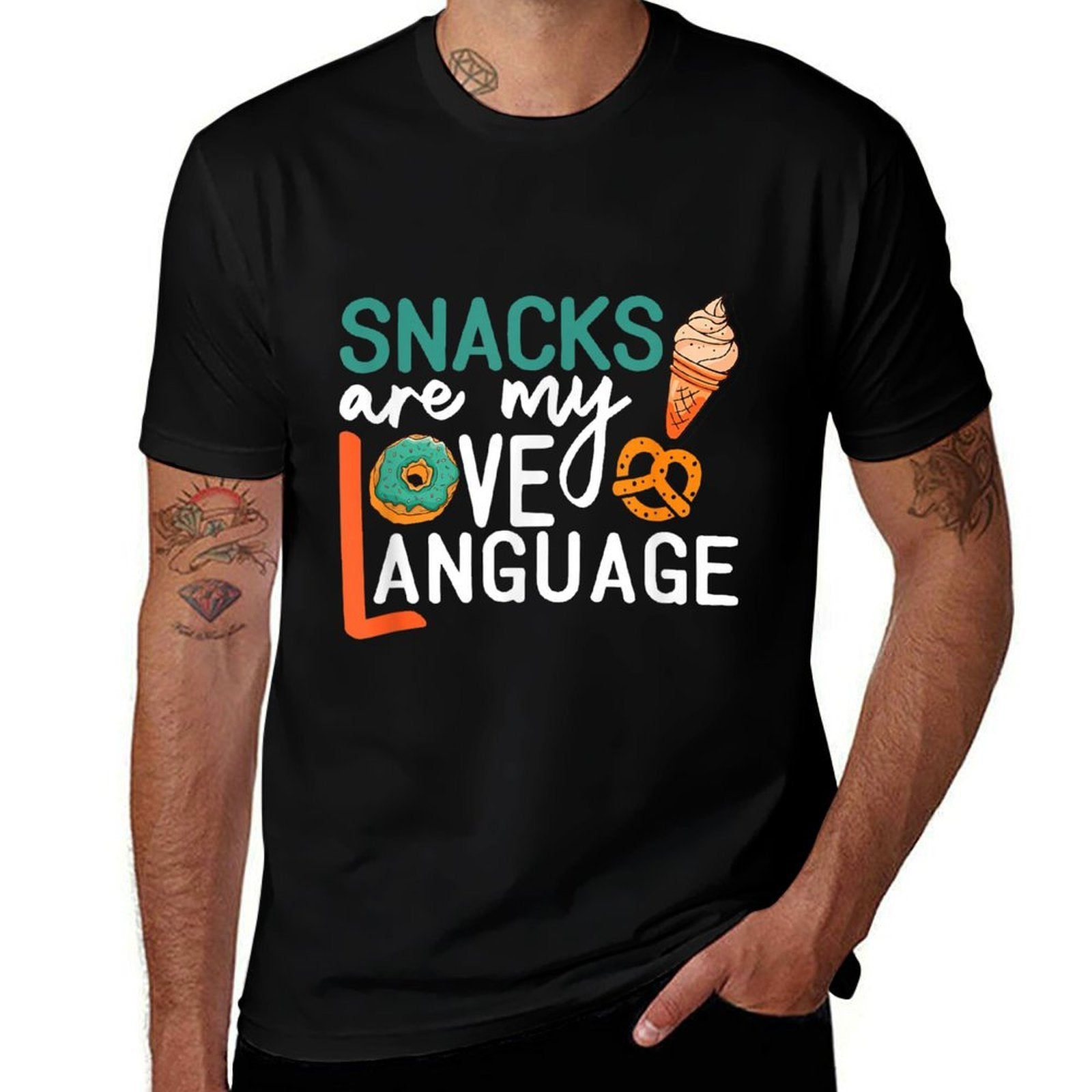 Snacks Are My Love Language Funny Snacks Quote Saying Meme  Easy-care T-Shirt