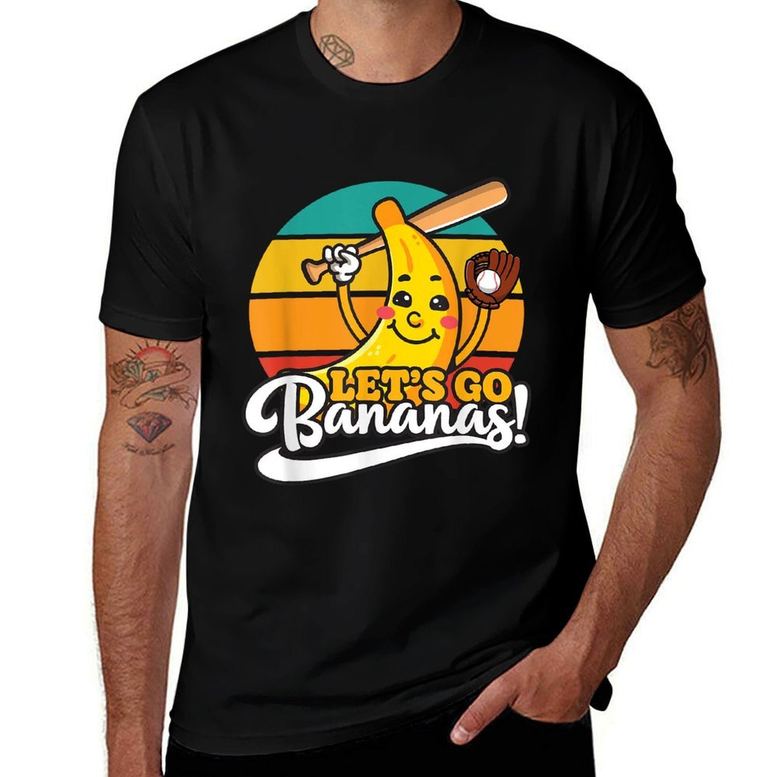 Funny Let’s Go Bananas Baseball  Polyester Blend T-Shirt