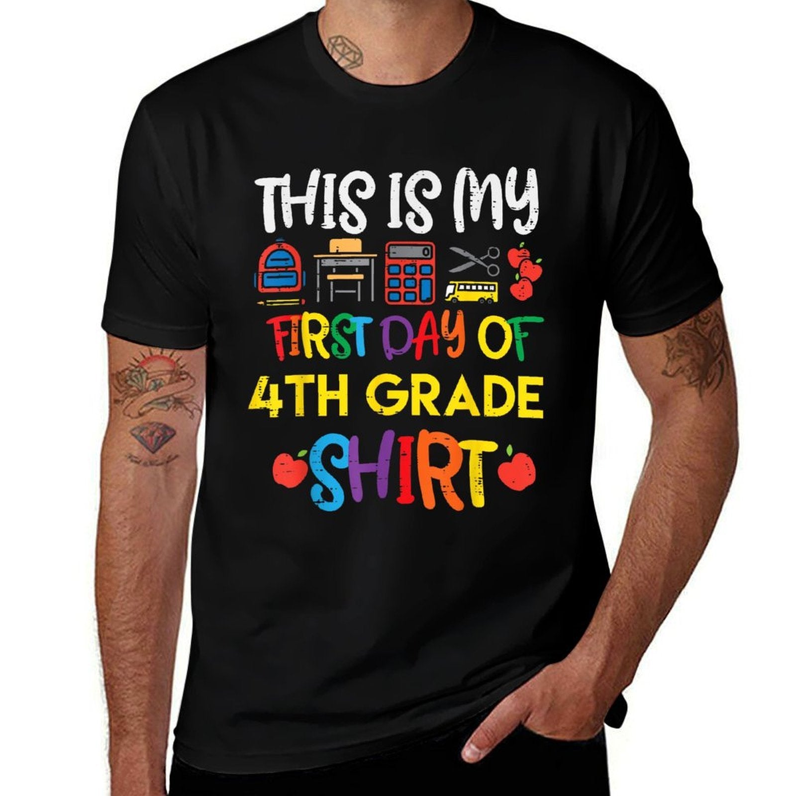 My First Day Of 4th Grade Fourth School Boys Girls  Tagless Design T-Shirt
