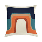 Mid-Century Modern Meets 1970s Orange And Blue Rainbow Soft High-Density Material Throw Pillow