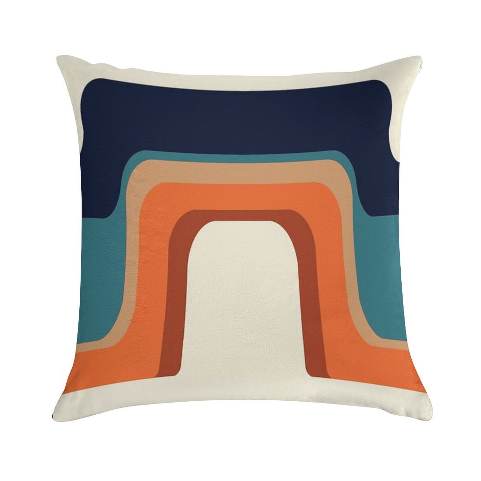 Mid-Century Modern Meets 1970s Orange And Blue Rainbow Soft High-Density Material Throw Pillow