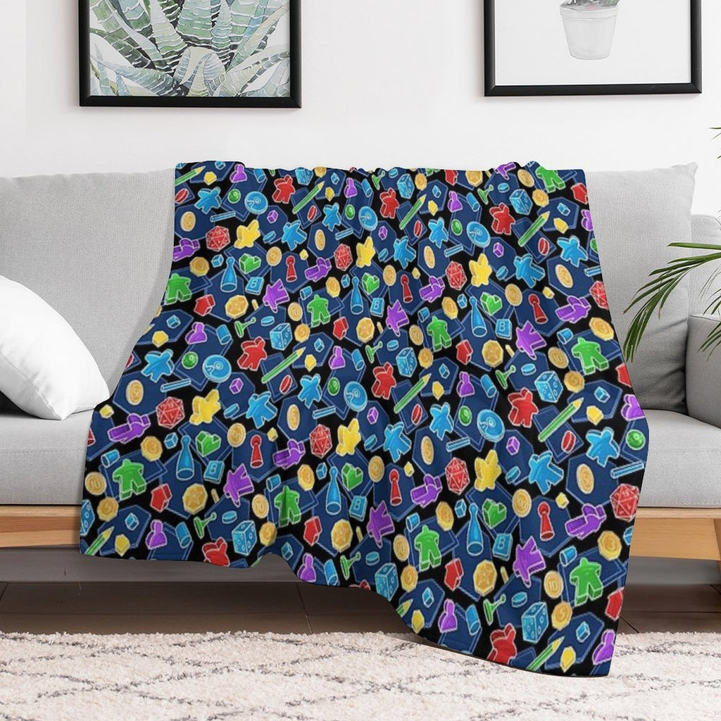 Tabletop Board Game Pieces Pattern Plush Throw Blanket