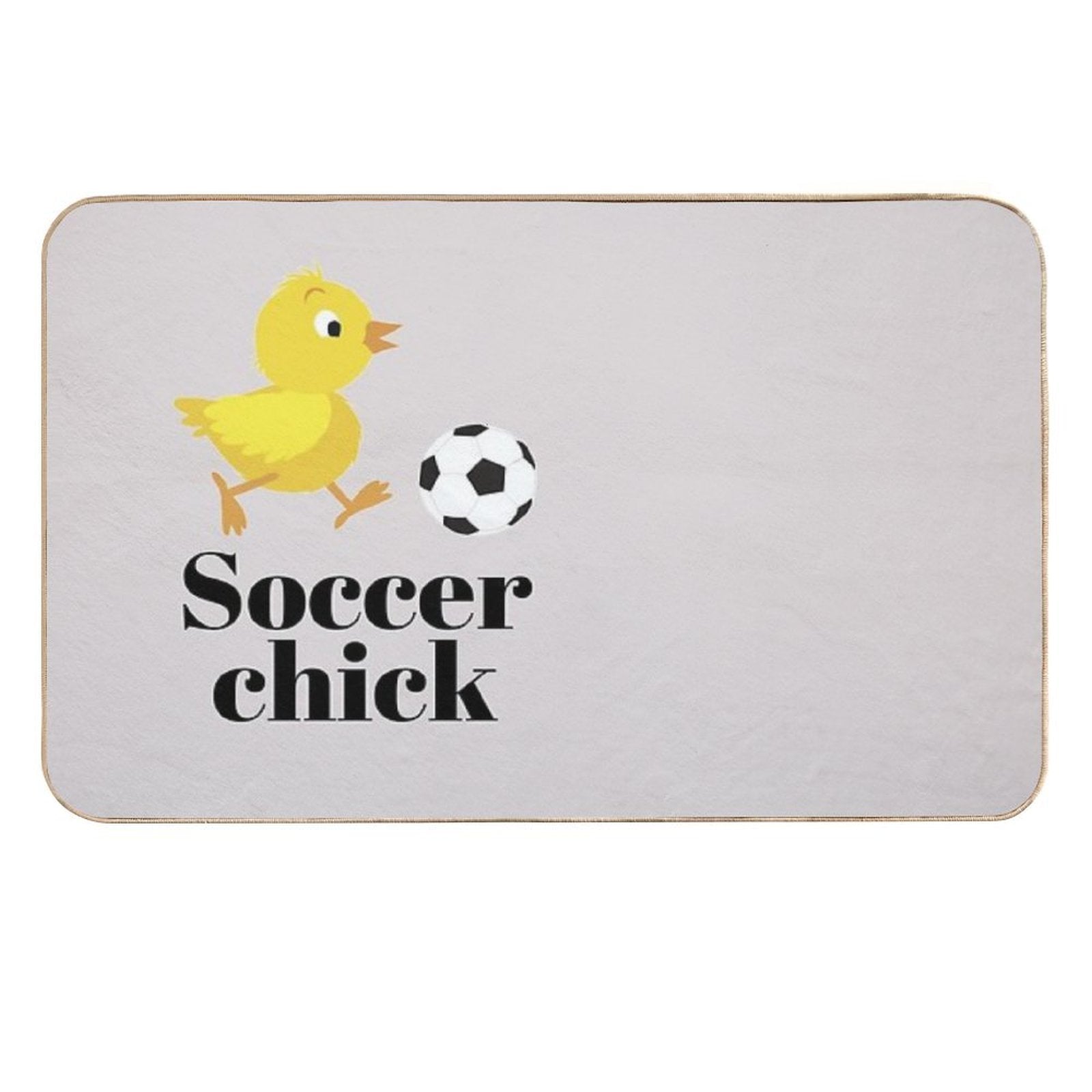 Funny Cute Animated Cartoon Soccer Chick  Absorbent Bath Mat