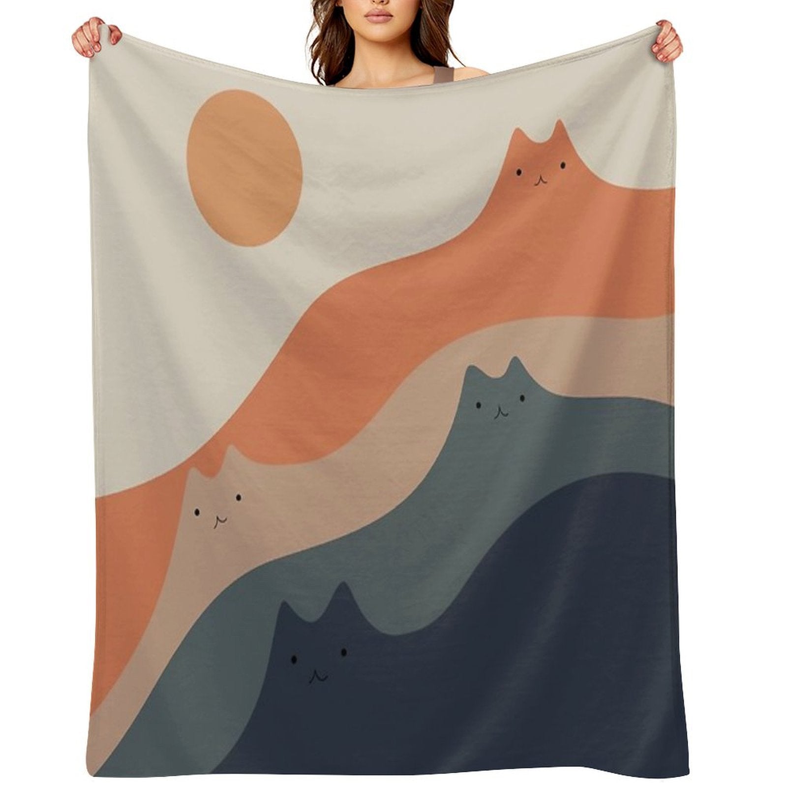 Cat Landscape 90 Shrink-resistant Throw Blanket