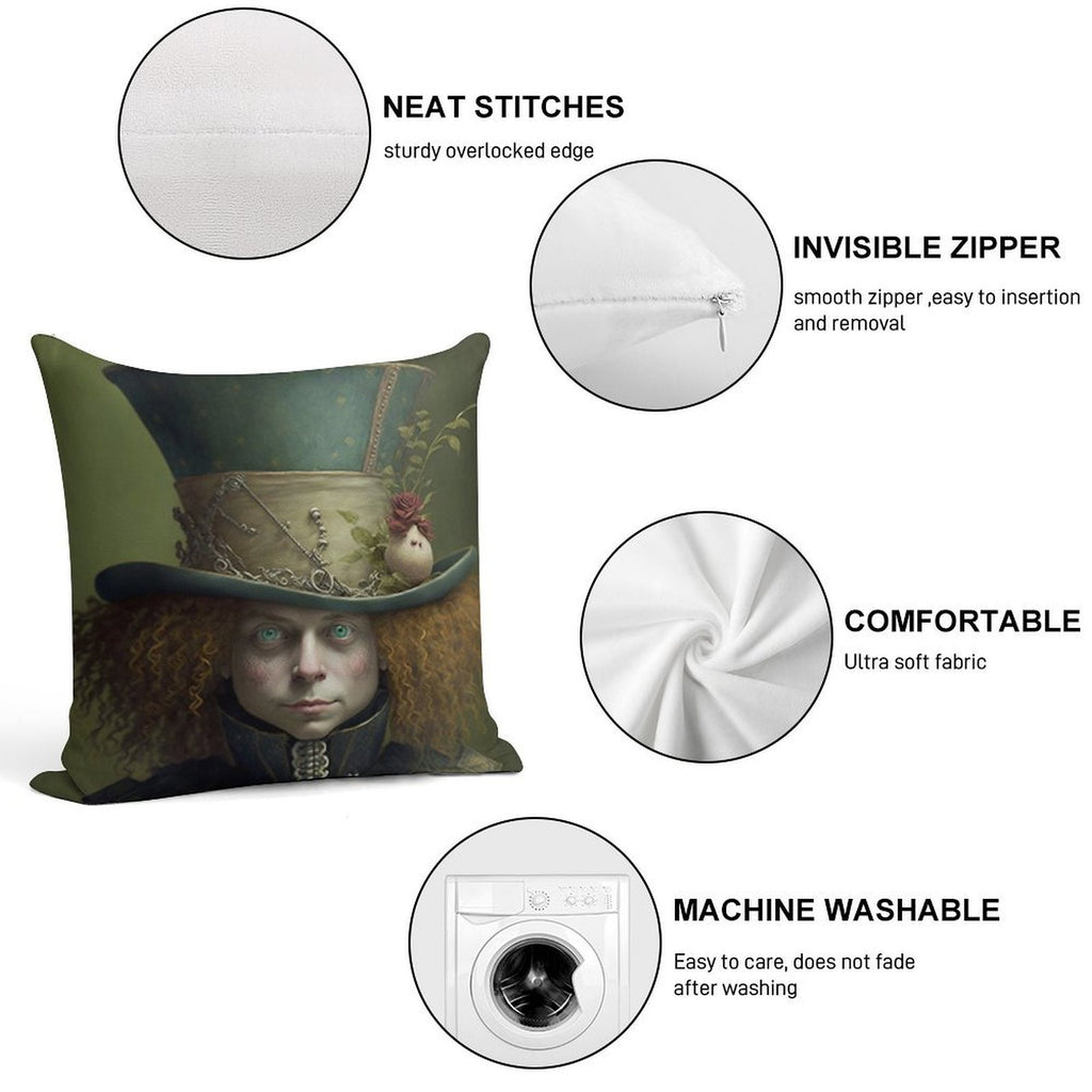 The Mad Hatter - Alice in Wonderland Collection Soft Ultra-Soft Texture Throw Pillow