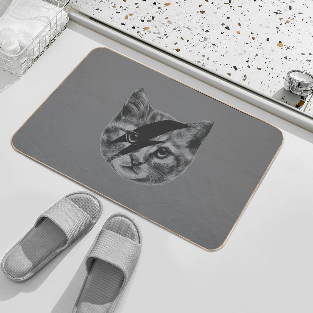 Ziggy Stardust Cat  Easy To Clean Bath Mat