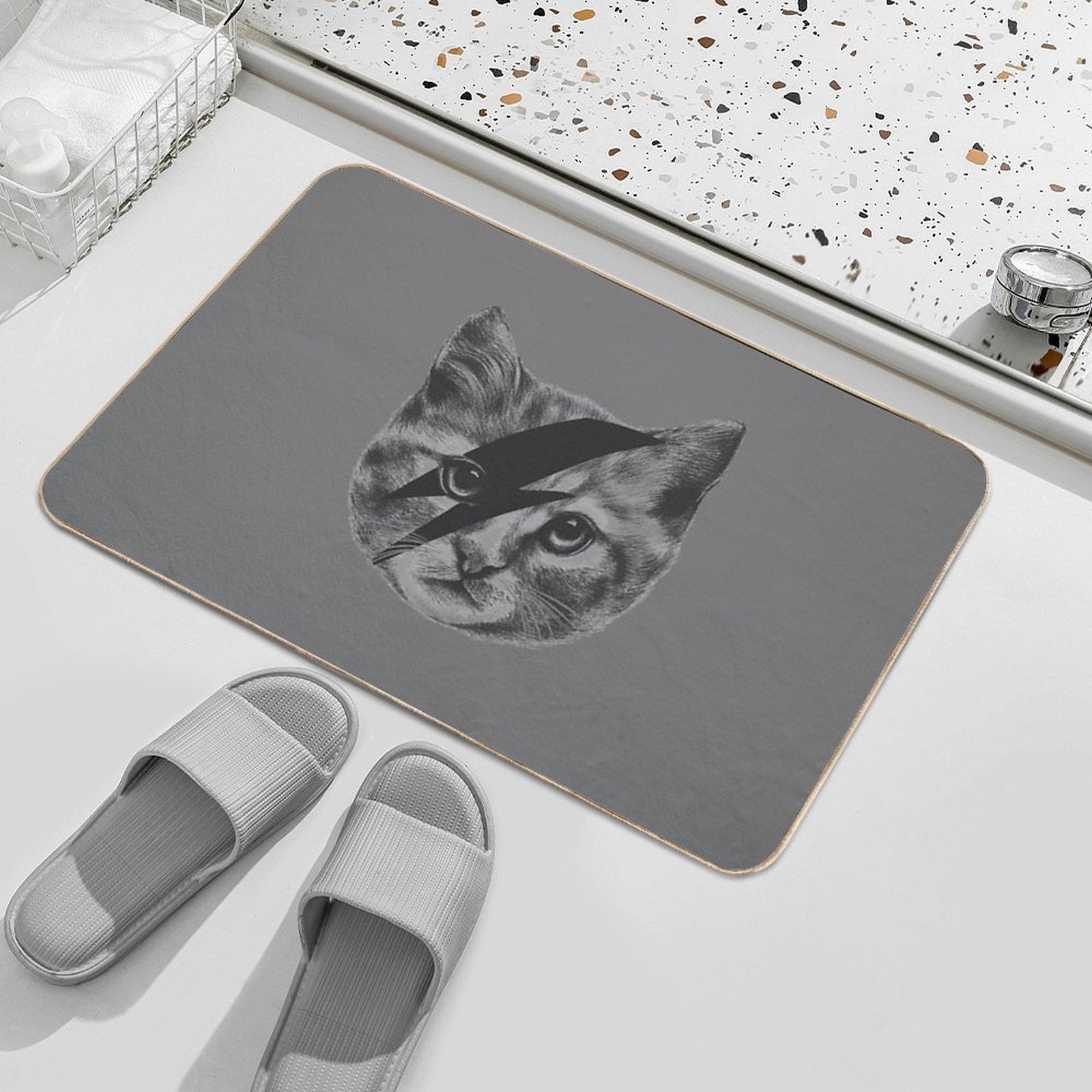 Ziggy Stardust Cat  Easy To Clean Bath Mat