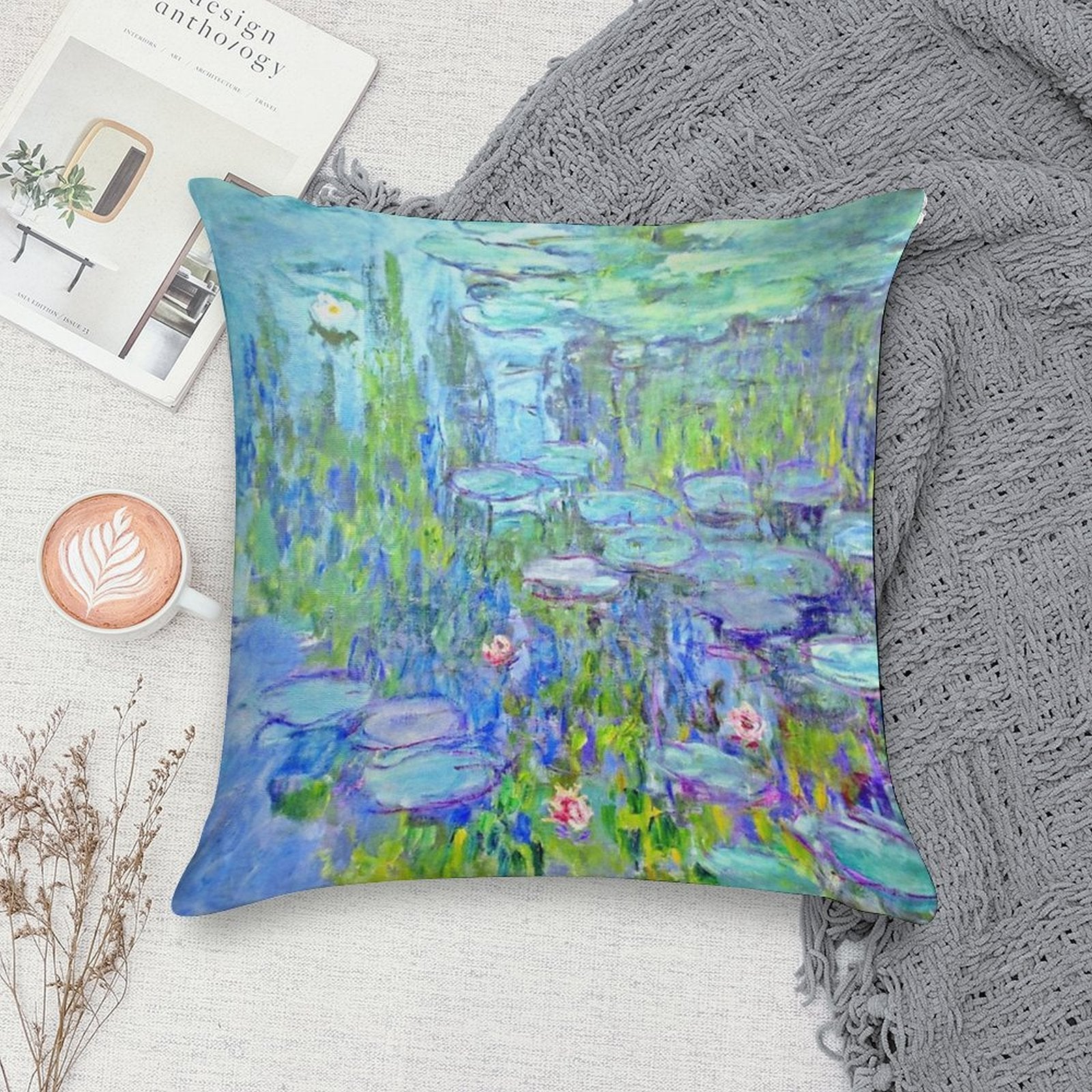 Water Lilies MoneT Soft Multiple Sizes Throw Pillow