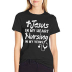 Jesus Heart Nursing Veins Nurse RN God Faith Christian Gift  Moisture-wicking T-Shirt