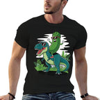 Cucumber Dino Pickle Riding T-Rex Funny Unisex-Adult, Black, Small,  Durable T-Shirt