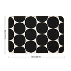 Mid-Century Mod Minimalist Dot Pattern in Black And Almond Cream  Non-Slip Bath Mat