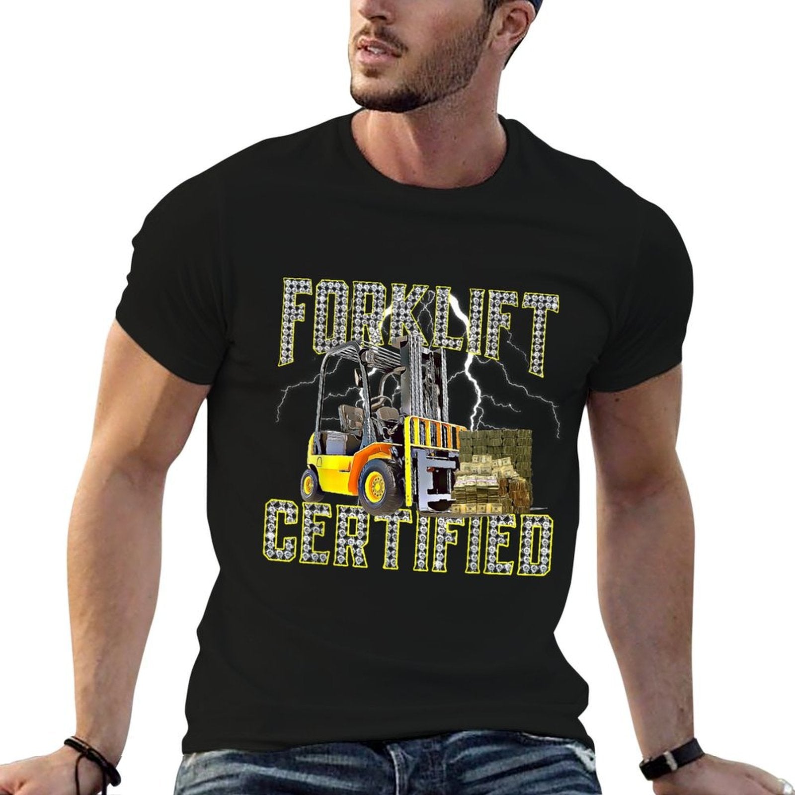 Retro Style Funny Forklift Operator Forklift Certified  Moisture-wicking T-Shirt