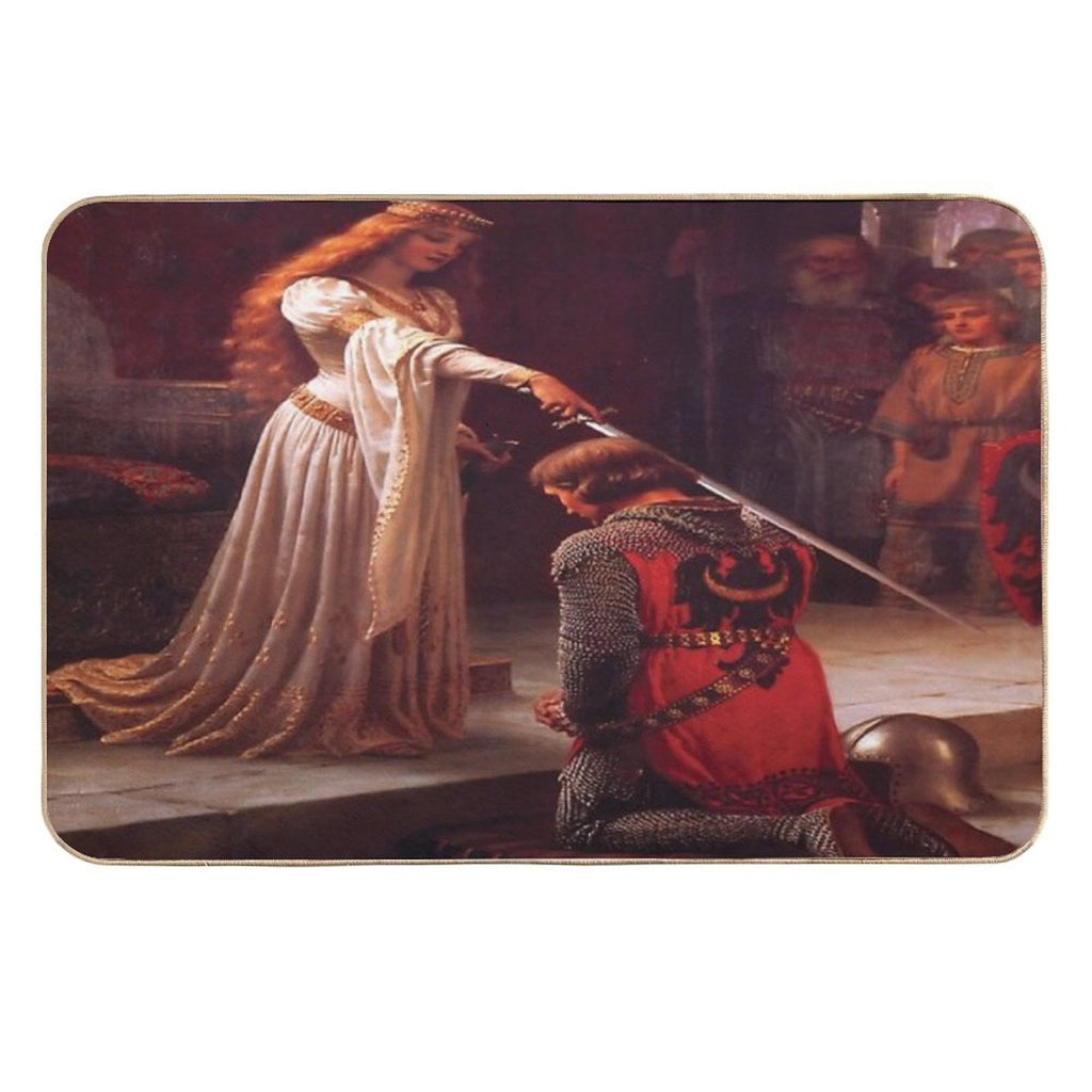 Accolade by Edmund Blair Leighton Medieval Knight Sword And Lady  Multi-Purpose Bath Mat