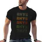 Love Heart Rhys GrungeVintage Style Black Rhys  Ribbed Collar T-Shirt