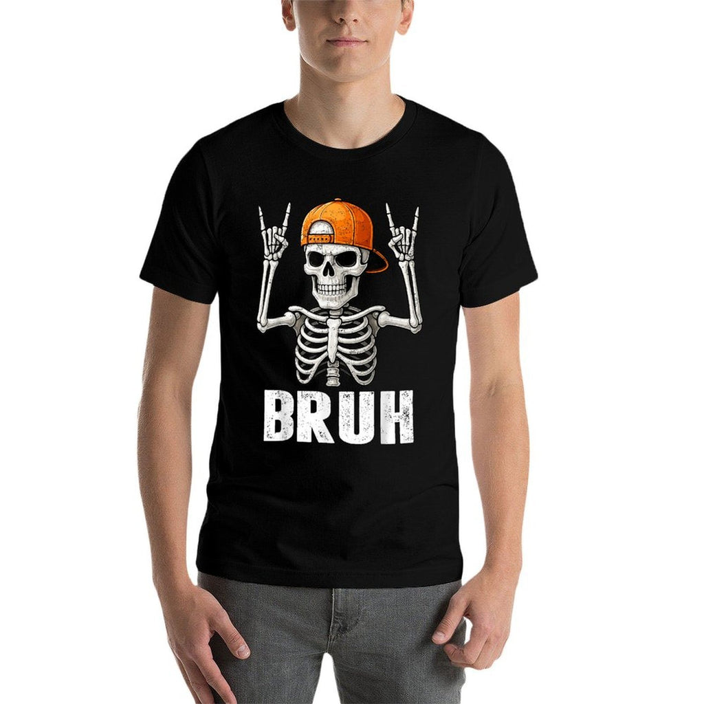 Skeleton Rock On Bruh Halloween For Mens Boys Kids Toddlers  Moisture-wicking T-Shirt