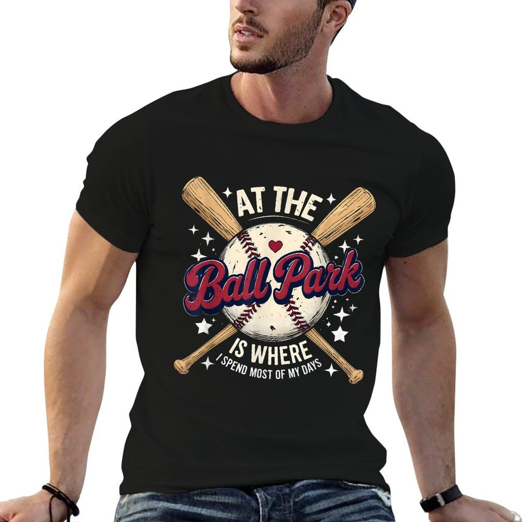 Baseball Mom At The Ballpark I Spend Most My Days Retro  Rolled Sleeves T-Shirt