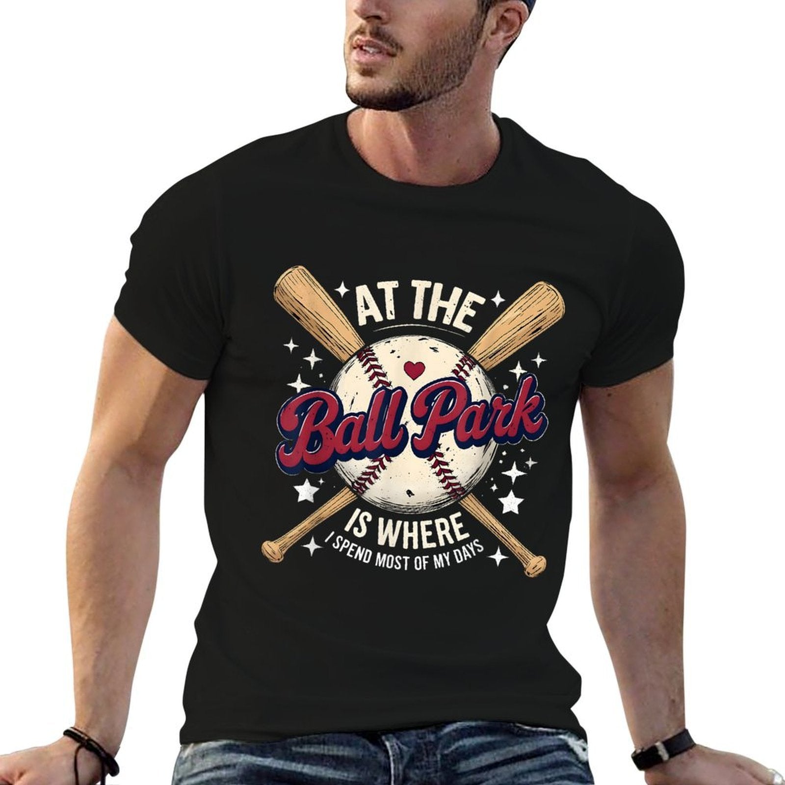 Baseball Mom At The Ballpark I Spend Most My Days Retro  Rolled Sleeves T-Shirt